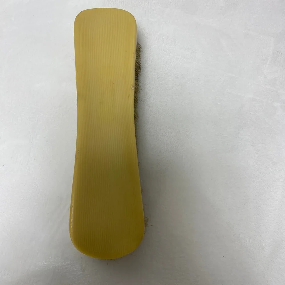 Vintage Cream Colored Bakelite‎ Clothes Brush Natural Bristles Wood Handle *READ